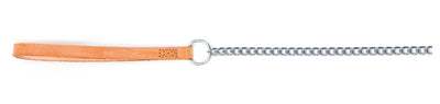 Ancol Heritage Chain Lead With Leather Handle Medium Tan 80cm